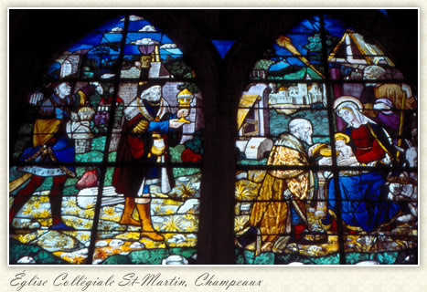 Three Wise Men Window, close up: Église Collégiale St-Martin, Champeaux