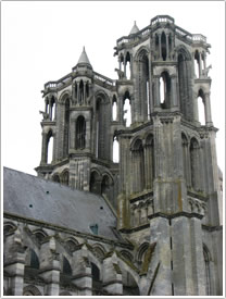 West towers (early 13th c.) from northeast, Laon Cathedral click for full-size image