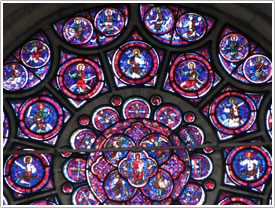 East end rose (c. 1200), Apocalypse, upper panels, Laon Cathedral click for full-size image