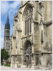 South tower (11th c.) & south transept (1506), Basilique St-Rémi, Reims click for full-size image