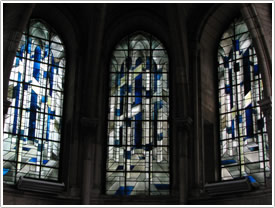 Axial chapel windows (20th c. glass), Basilique St-Rémi, Reims click for full-size image