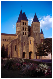 West front and flower garden, Paray-le-Monial, Basilique du Sacr&eacute;-Coeur