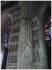 Northwest end statue niches (13th c.), Reims Cathedral click for full-size image