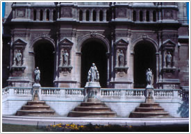 West porch (Bouchet, 1867) & three fountains (Duret & Lequesne), Église de la Ste-Trinité, Paris click for full-size image