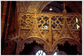Flamboyant rood screen (15th c.), Le Folgo&euml;t, Basilique Notre-Dame
