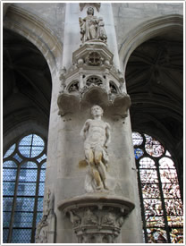 St. Sebastian on north nave pillar, &Eacute;glise St-Pantal&eacute;on, Troyes