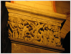 South choir capital, 'Adam & Eve with the serpent' (12th c.), St-Martin-d'Ainay, Lyon