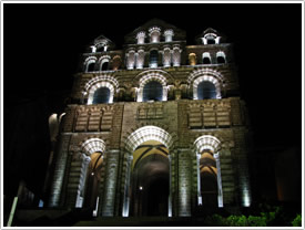 West front at night, Le Puy Cathedral