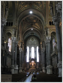Triple-domed nave, looking east, Notre-Dame-de-Fourvi&egrave;re, Lyon