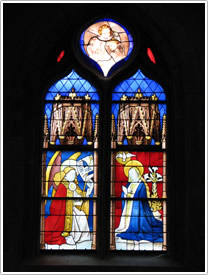 &lsquo;Annunciation window&rsquo; (15th c.), north choir, Notre-Dame-du-Marthuret, Riom