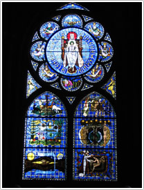 'Genesis' window (Alain Makaraviez, 1982), north nave, west end, Clermont-Ferrand Cathedral