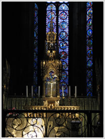 High altar & lower chancel windows (13th c.), Clermont-Ferrand Cathedral