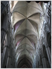 Nave vault, looking east, Bourges Cathedral