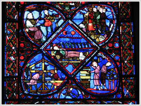 Window I, Patriarch Joseph (1220), lower panels (detail), Bourges Cathedral
