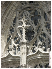 Window below tympanum over central portal, Tours Cathedral