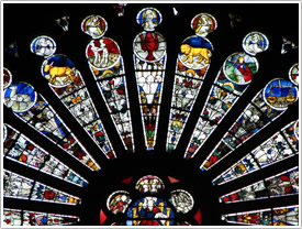South transept rose (André Robin, 15th c.), upper panels, Angers Cathedral