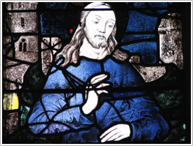 Chapelle Jean Gallois window (c. 1450), 2nd pane (detail), Abbaye de la Trinit&eacute;, Vend&ocirc;me