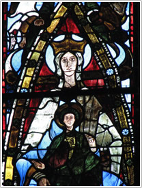 Chapelle Saint-Sacrement, Notre Dame window (1125-1140) (detail), Abbaye de la Trinit&eacute;, Vend&ocirc;me