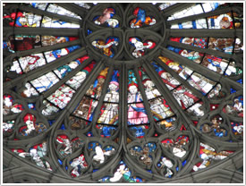 North transept rose (1392-1402), lower panels, Le Mans
