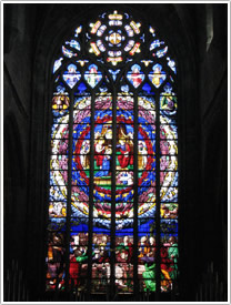 'Coronation & Assumption' window (18th c.), St-Aubin, Gu&eacute;rande