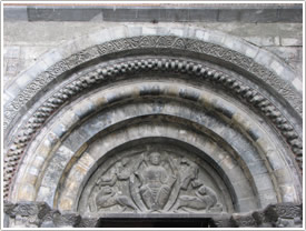 Tympanum of north portal (12th c.), &Eacute;glise de St-Andr&eacute;, Luz-St-Sauveur