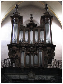 Organ (17th c.) at west end, Tarbes Cathedral