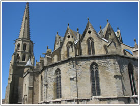 Chevet & tower from southeast, Mirepoix Cathedral
