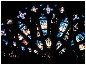 West rose window (14th c.), St-Michel Cathedral, Carcassonne