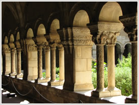 Cloister north gallery columns & capitals (mid-13th c.), Elne Cathedral