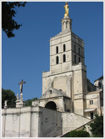 Cathédrale Notre-Dame-des-Doms (12th-17th c.) from southwest, Avignon Cathedral