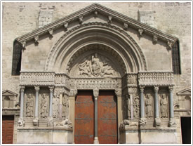 West front (1190), lower levels, Arles Cathedral