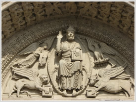 West front portal tympanum (1190) (detail), Arles Cathedral