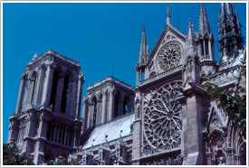 Southwest side, exterior, Notre-Dame Cathedral, Paris click for full-size image