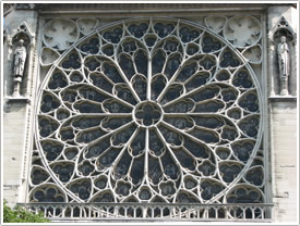 South transept rose exterior (13th c.), Notre-Dame Cathedral, Paris click for full-size image
