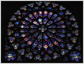 South transept rose (13th c.), Notre-Dame Cathedral, Paris click for full-size image