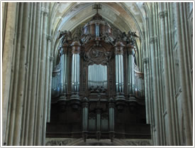 Organ (B&eacute;rain, 1703), at west end, Basilique, St-Quentin