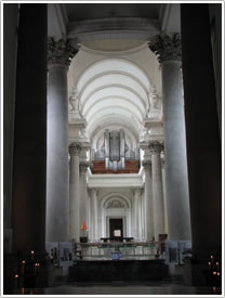 Choir & nave, looking west from Lady Chapel, Arras Cathedral click for full-size image