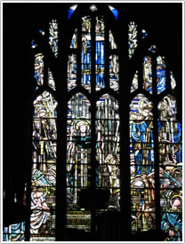 'Cantantibus organis' west window behind organ, Église St-Jean-Baptiste, Arras click for full-size image