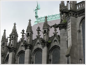 Chevet, north side, with roof & angel, Lille Cathedral