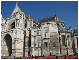 South transept (13th c.), octagonal tower (12th c.), & chevet (13th c.) from southeast, St-Omer Cathedral