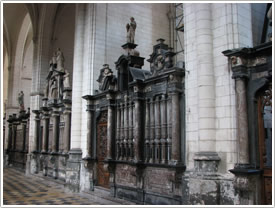 Marble chapels, north nave aisle, looking west, St-Omer Cathedral