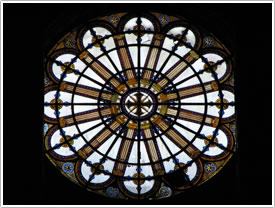 Rose window behind organ, St-Vincent-de-Paul, Paris click for full-size image