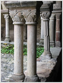 Cloister columns and capitals (11th c.), Lavaudieu Abbey click for full-size image
