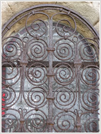 Ironwork (late 12th c.) on southeast window, Sylvanès Abbey click for full-size image