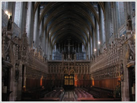 Choir (late 15th c.), looking west, Albi Cathedral click for full-size image