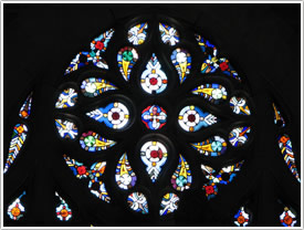 North nave portal window, Mende Cathedral click for full-size image