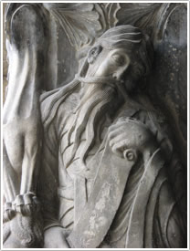 Right side of trumeau, Jeremiah (c. 1130) (detail), St-Pierre, Moissac click for full-size image