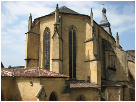 Chevet (14th c.) from east, Sarlat-la-Canéda Cathedral click for full-size image