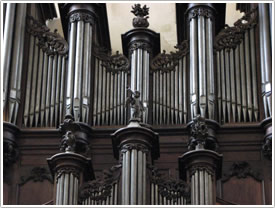 Organ (Lépine, 18th c.) (detail), Sarlat-la-Canéda Cathedral click for full-size image
