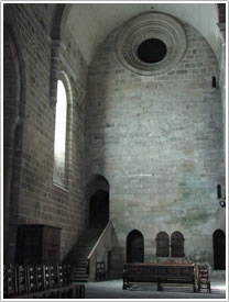 North transept with monks' night-stair (1176), Aubazines Abbey click for full-size image